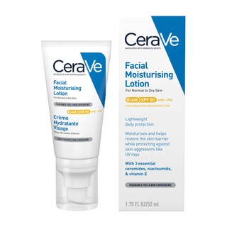 Bottle of CeraVe hydrating facial SPF 50 moisturiser and packaging