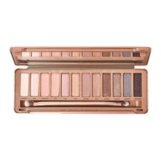 Urban Decay Naked 3 Eyeshadow Palette of rose-coloured shades, with applicator brush