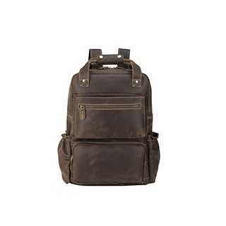 TIDING Full Grain Leather Laptop Backpack in brown