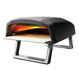 masterpro black pizza oven with flame inside