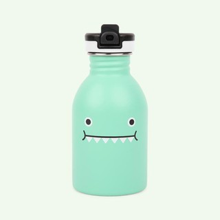 green water bottle with face on it