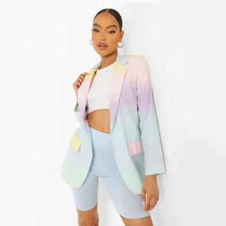 Ombre Linen Look Tailored Blazer 90s fashion
