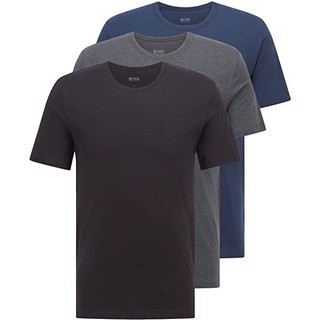Pack of three T-shirts in black, grey and navy.