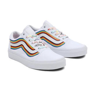 Pride Old Skool Shoes in white with rainbow stripe