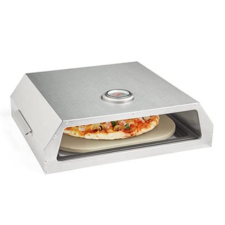vonhaus silver pizza oven with pizza inside