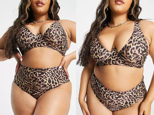 ASOS' Wolf & Whistle Curve Exclusive underwire bikini in leopard is one of our best plus-size swimwear picks.