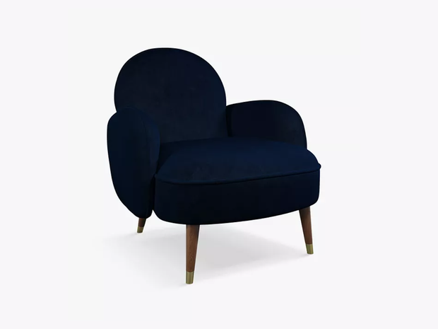 John Lewis & Partners Cove Armchair, Dark Leg, Midnight Blue Velvet