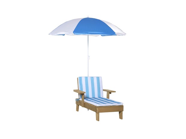 The Blue Kids Sun Lounger Chaise with Cushion is one of out favourite pieces of garden furniture from The Range.