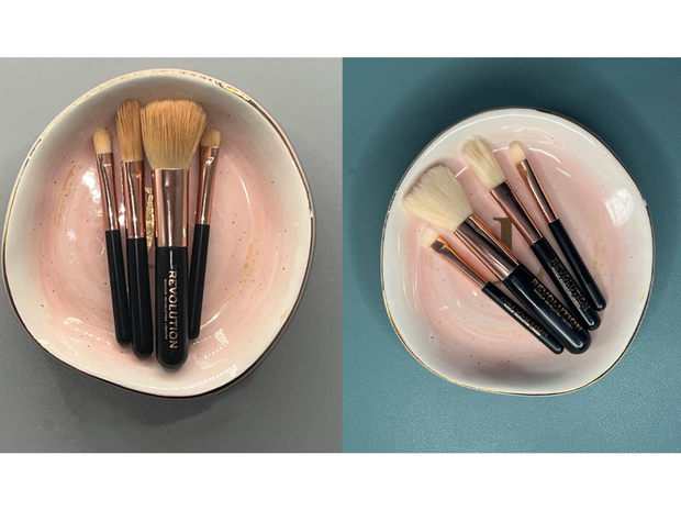 make up brushes before and after cleaning