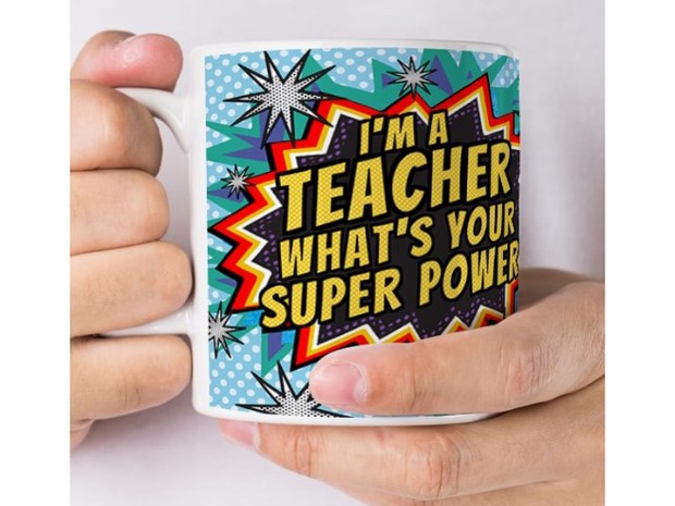 The Teacher Super Powers Personalised Mug is one of our favourite teacher gift ideas.
