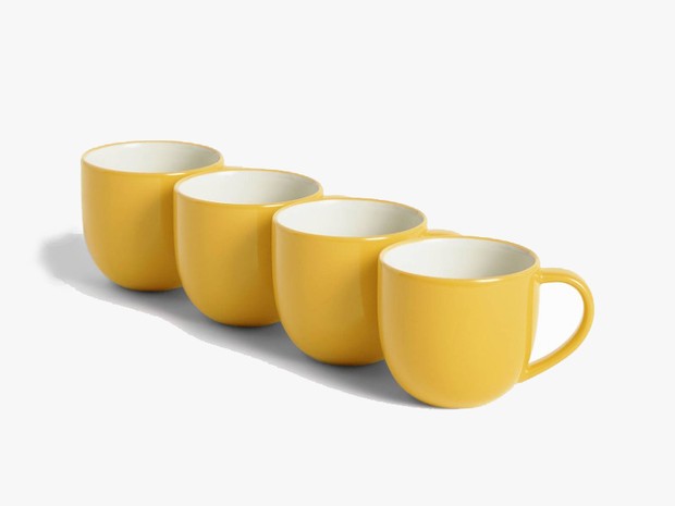 John Lewis & Partners Stoneware Mugs, Set of 4, 340ml, Yellow
