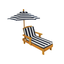 KidKraft 105 Wooden Lounge Chaise With Umbrella in black and white stripes
