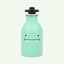green water bottle with face on it