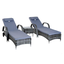 Outsunny 3-Piece Rattan Garden Furniture Set With Side Table in navy and grey